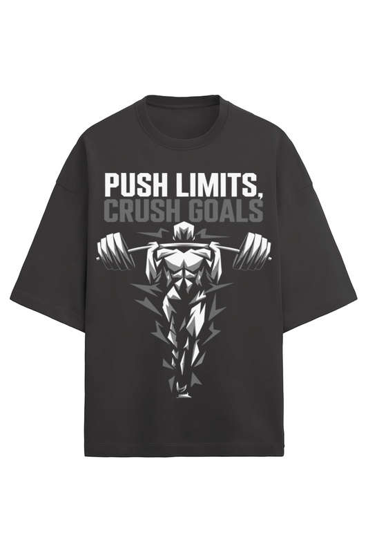 Oversized Terry T-shirt- Black - PUSH LIMITS