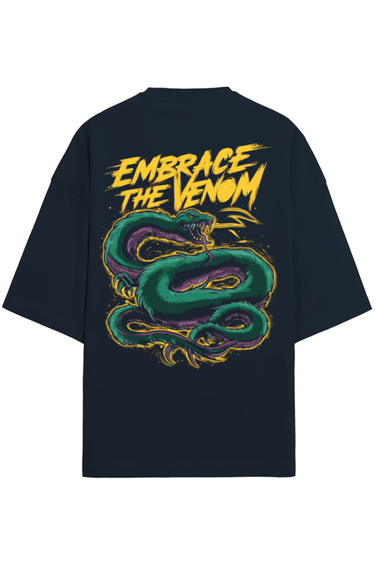 Oversized Terry T-shirt- Navy Blue- Embrace The Venom