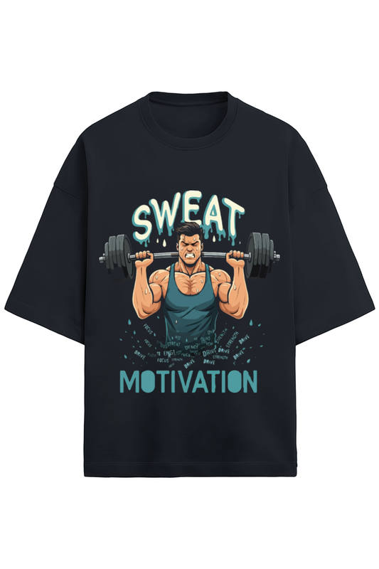 Oversized Terry T-shirt- Navy Blue- Motivation