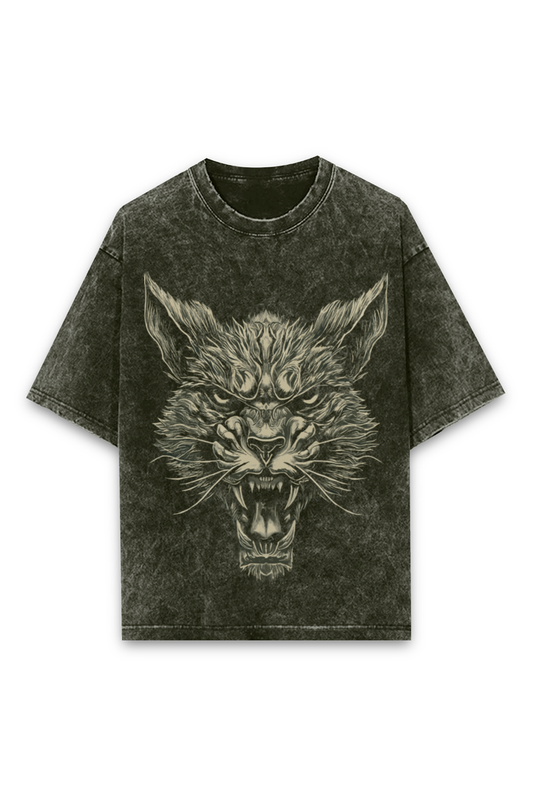 Shaded Oversized T-shirt- Olive Green- RattleCat