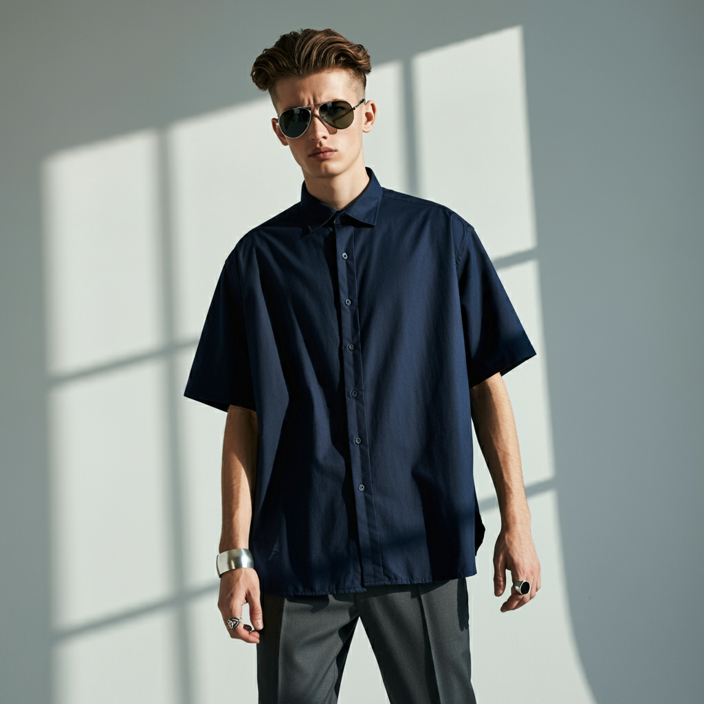 Oversized Shirt- Navy Blue