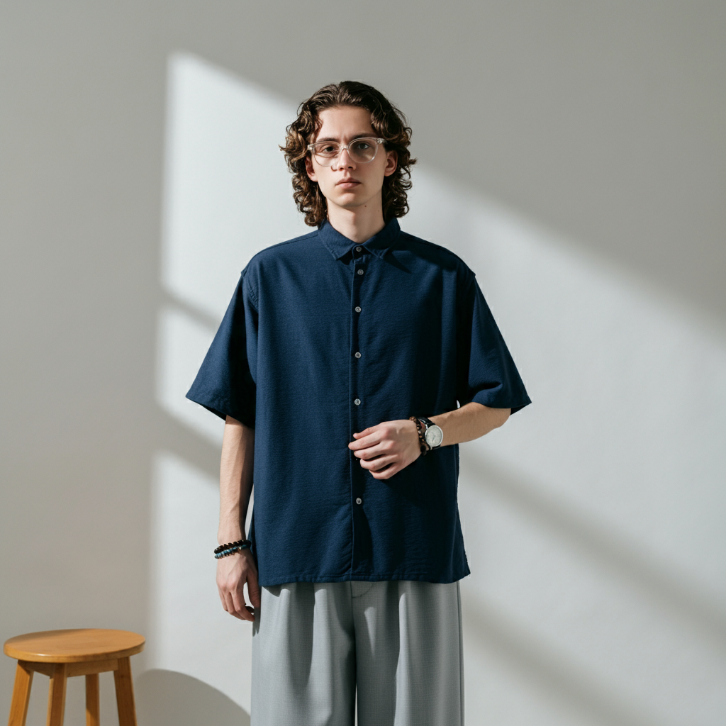 Oversized Shirt- Navy Blue